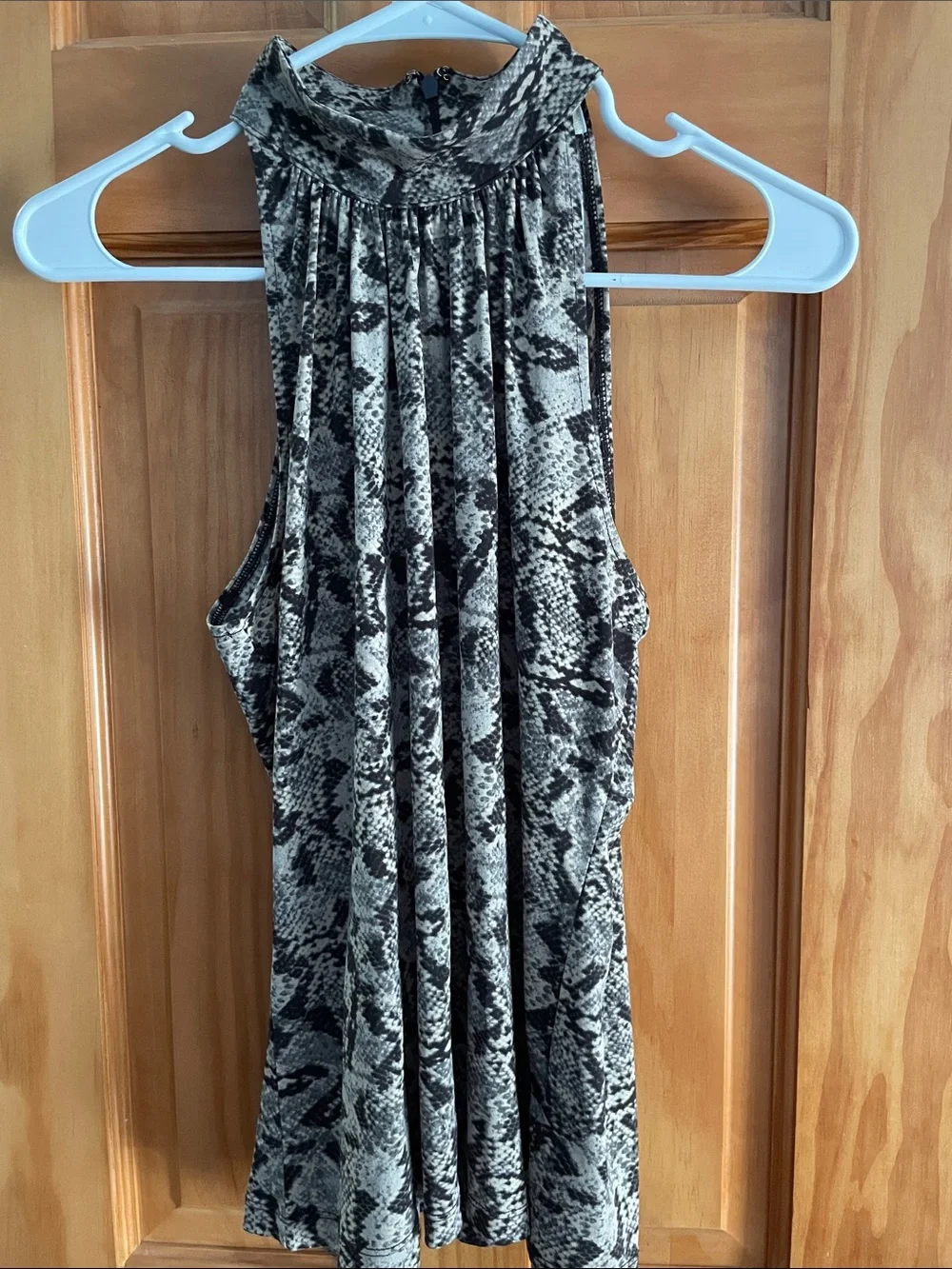Michael Kors Brown and Cream Snake-Print Sleeveless Top